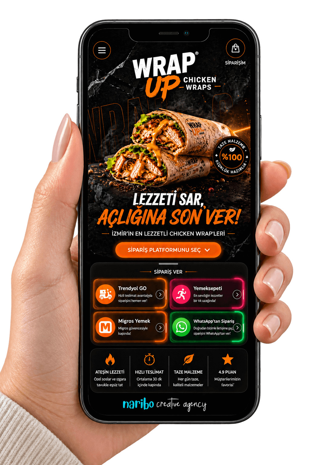 WrapUp platform seçim web linki telefon görünümü